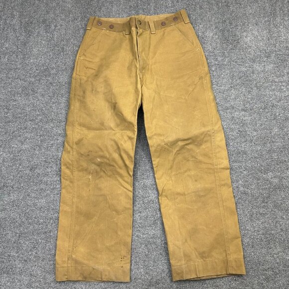 Filson Oil Finish Waxed Tin Cloth Pants Style 69 Sz 32x27.5 Workwear Made in USA - Picture 1 of 15